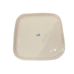 NEW Rae Dunn Square Cream Plate with Red Stitching